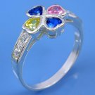 925 Sterling Silver Flower Heart Gemstone Ring