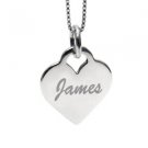 925 Sterling Silver Plain Heart Pendant with Chain and Custom Words Engraving
