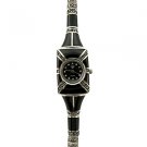 NICE 925 Sterling Silver With Natural Black Onyx With Marcasite Women's Watch, RPMM-W136
