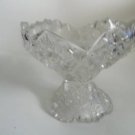 Beautiful Cut Glass Whirling Star Hobstar Pattern Short Compote
