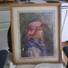 Beautiful Framed Print: Girl With Bonnet by Crompton 17 1/2 by 21 1/2
