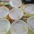 Set of 7 matching Federal Glass Golden Glory Pattern Saucers- MINT!