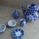 Blue and White Transferware Miniature Tea Set