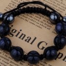 Blue sand Stone Round gemstone 12mm Adjustable Bracelet