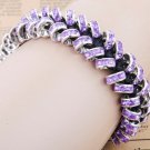 Silver plated CZ Crystal Spacer beads 8mm Adjustable handmade Bracelet BZ024_S