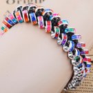 Silver plated CZ Crystal Spacer AB beads 8mm Adjustable handmade Bracelet BZ35_S