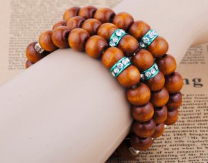 NEW!Handmade 3 rows Stretch Bracelet Wood ball beads Spacer beads 10mm BW021_b
