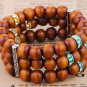 NEW!Handmade 3 rows Stretch Bracelet Wood ball beads Spacer beads 10mm BW021_b