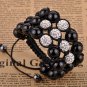 Fashion!Crystal Beads Cross multilayer black glass Shamballa bracelet DIY s+01_b