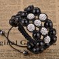 Fashion!Crystal Beads Cross multilayer black glass Shamballa bracelet DIY s+01_b