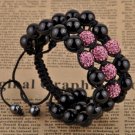 Fashion!Crystal Beads Cross multilayer black glass Shamballa bracelet DIY s+31_b