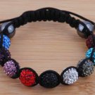 Shambhala Rhinestone 10mm(9pcs) Colored Crystal Beads Macrame Bracelet B913c_B