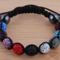Shambhala Rhinestone 10mm(9pcs) Colored Crystal Beads Macrame Bracelet B913c_B