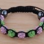 Shambhala Rhinestone 10mm(9pcs) Colored Crystal Beads Macrame Bracelet BL9_0810
