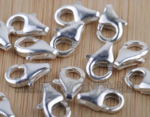 Wholesale 10PCS 925 sterling Silver Lobster clasp Necklace accessories 11mm