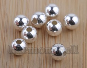10p Jewelry Making Sterling 925 Silver One Hole Round Bead 4.5mm Findings cyz45