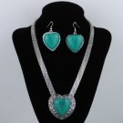 Tibet silver howlite luckly turquoise choker necklace AND earrings GT4d_B