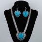 Tibet silver howlite luckly turquoise choker necklace AND earrings GT4b_B