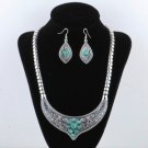 Tibet silver howlite luckly turquoise choker necklace AND earrings GT3d_B