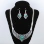 Tibet silver howlite luckly turquoise choker necklace AND earrings GT3d_B