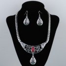 Tibet silver howlite luckly turquoise choker necklace AND earrings GT2a_B