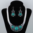 Tibet silver howlite luckly turquoise choker necklace AND earrings GT5d_B