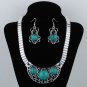 Tibet silver howlite luckly turquoise choker necklace AND earrings GT5d_B