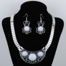 Tibet silver howlite luckly turquoise choker necklace AND earrings GT5c_B