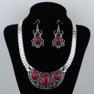 Tibet silver howlite luckly turquoise choker necklace AND earrings GT5a_B
