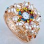 Elegant Protective Charm Pearl with Crystal Bracelet Bangle Cuff Watch G31b_B