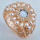 Elegant Protective Charm Pearl with Crystal Bracelet Bangle Cuff Watch G30a_B