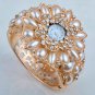 Elegant Protective Charm Pearl with Crystal Bracelet Bangle Cuff Watch G30a_B