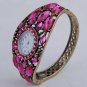 Elegant Protective Charm Colorful CZ Crystal Bracelet Bangle Cuff Watch G06g_B