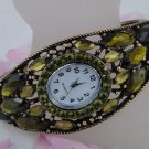 Elegant Protective Charm Colorful CZ Crystal Bracelet Bangle Cuff Watch G06e_B