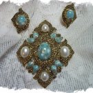 Vintage Sarah Coventry 1968 Remembrance Brooch & Earrings
