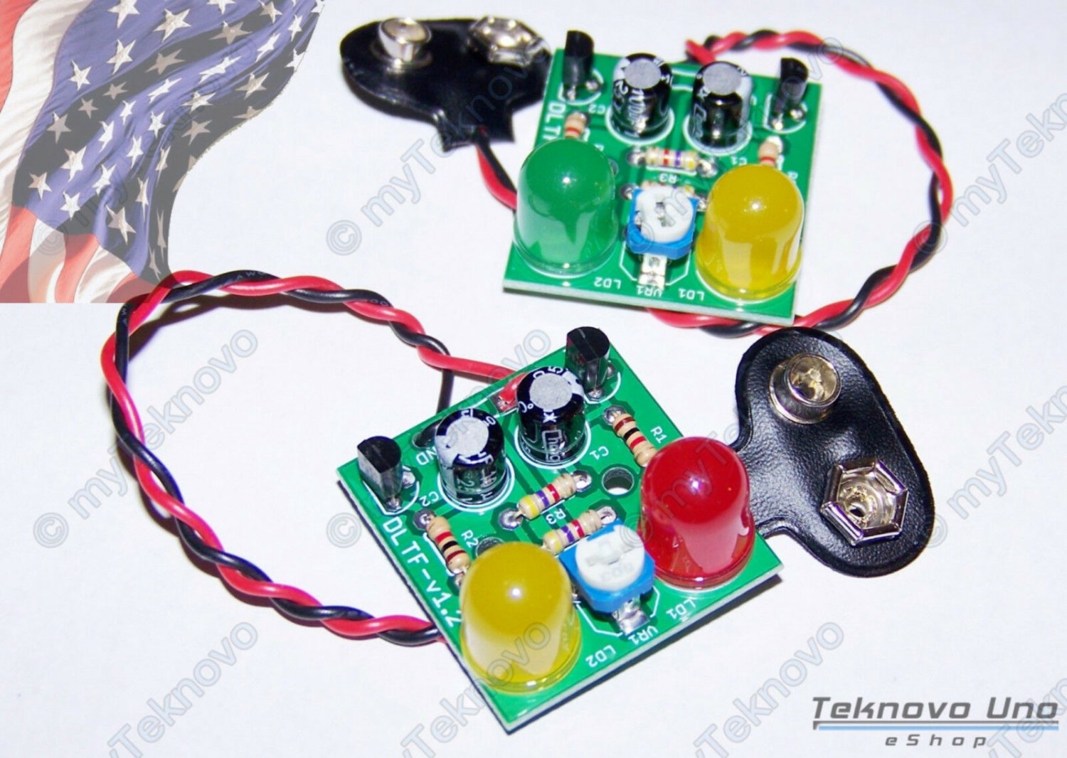 2x ASSEMBLED Tested Dual JUMBO LED Adjustable Flasher KIT Transistorized - USA