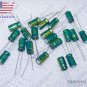 50x Electrolytic Capacitors 100uF 25V 6x7mm GREEN Color 105C RoHS Lead-Free USA