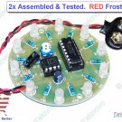 2x ASSEMBLED Round RED Frosted LED Chaser Scroller KIT 5-12V DIY (NE555 CD4017)