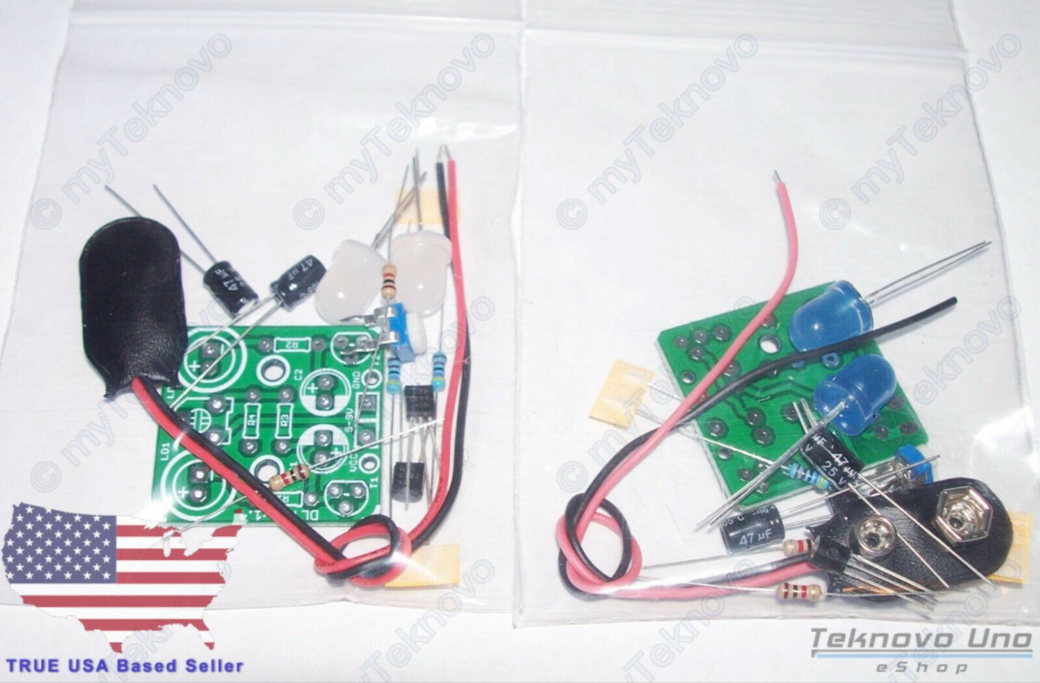 2x KIT Parts JUMBO Dual White Blue LED Adjustable Flasher Blinker Transistor USA