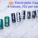 48x Electrolytic Capacitors 100uF 10uF 1uF 0.1uF 12x-Per-Value 105C 25-50V - USA