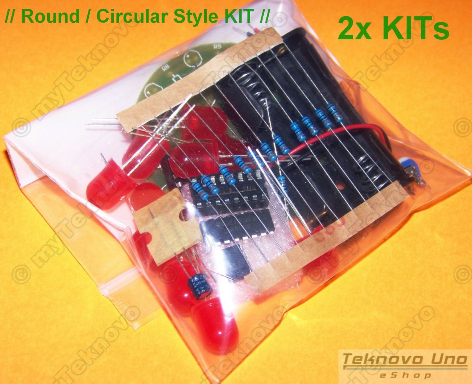 2x ROUND JUMBO RED LED Follower Scroller Chaser DIY KIT NE555 CD4017 - USA