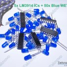 5x LM3914 IC Bargraph Dot Driver + 50x BLUE WET Diffused Round 5mm LED - USA