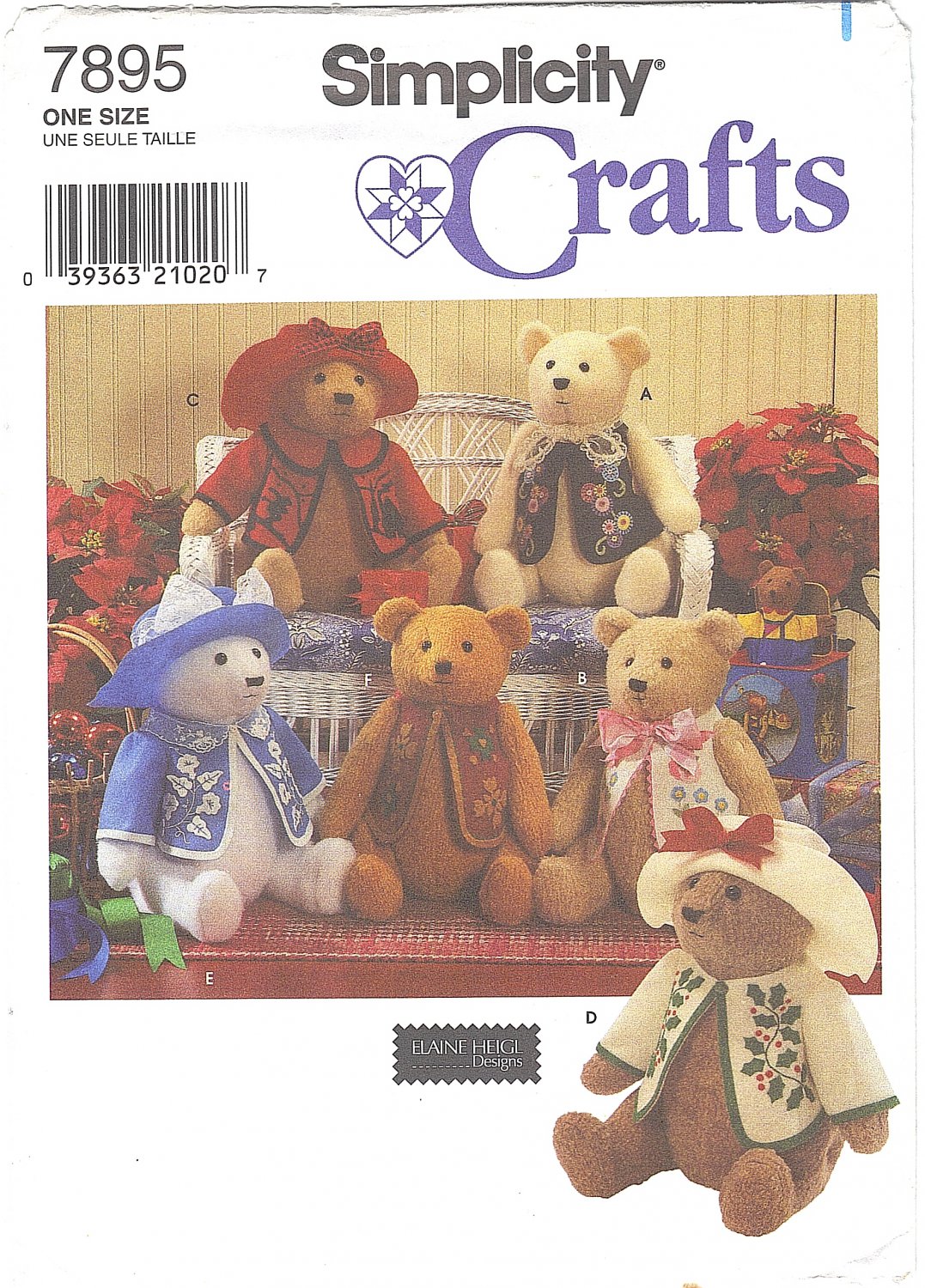 simplicity one size stuffed bears with clothes pattern