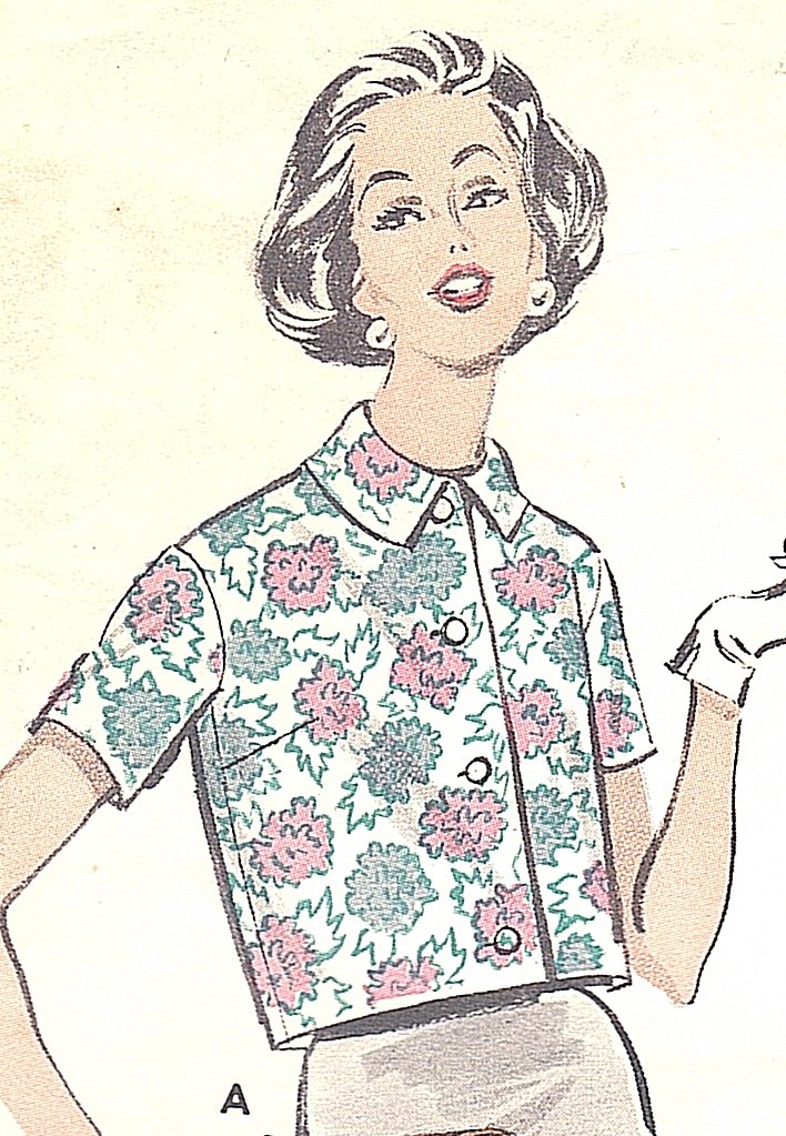 Butterick #8948 Misses 1950s Cropped Button Front Blouses in 3 Versions ...