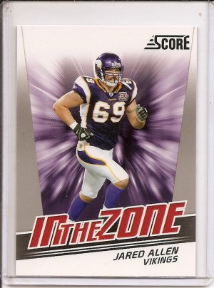 JARED ALLEN 2011 Score IN The Zone GLOSSY Insert CARD Vikings !