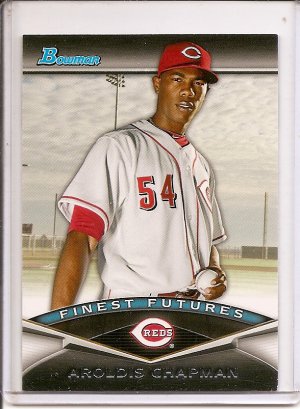 AROLDIS CHAPMAN Bowman FINEST FUTURES Insert ROOKIE CARD Reds LE !
