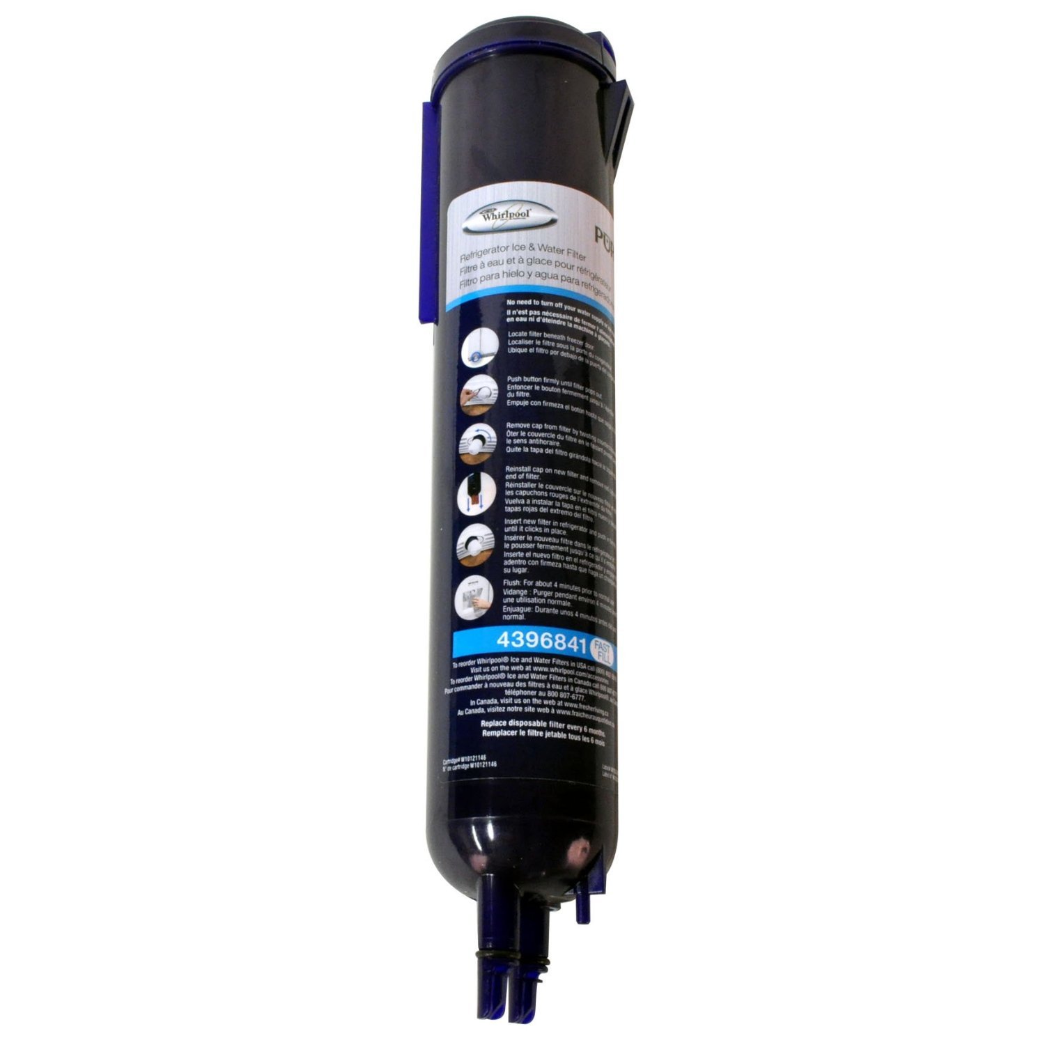 Whirlpool 4396841 PUR Push Button SidebySide Refrigerator Water Filter 1 Pack