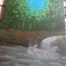 Oil painting waterfall