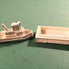 N-Scale Lg. Tug  Boat & Barge kit, white
