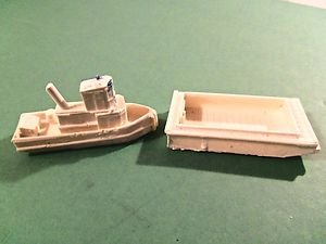 N-Scale Lg. Tug  Boat & Barge kit, white
